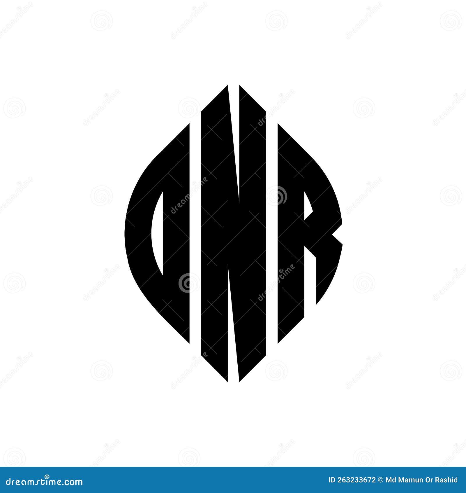 onr circle letter logo  with circle and ellipse . onr ellipse letters with typographic style. the three initials form a
