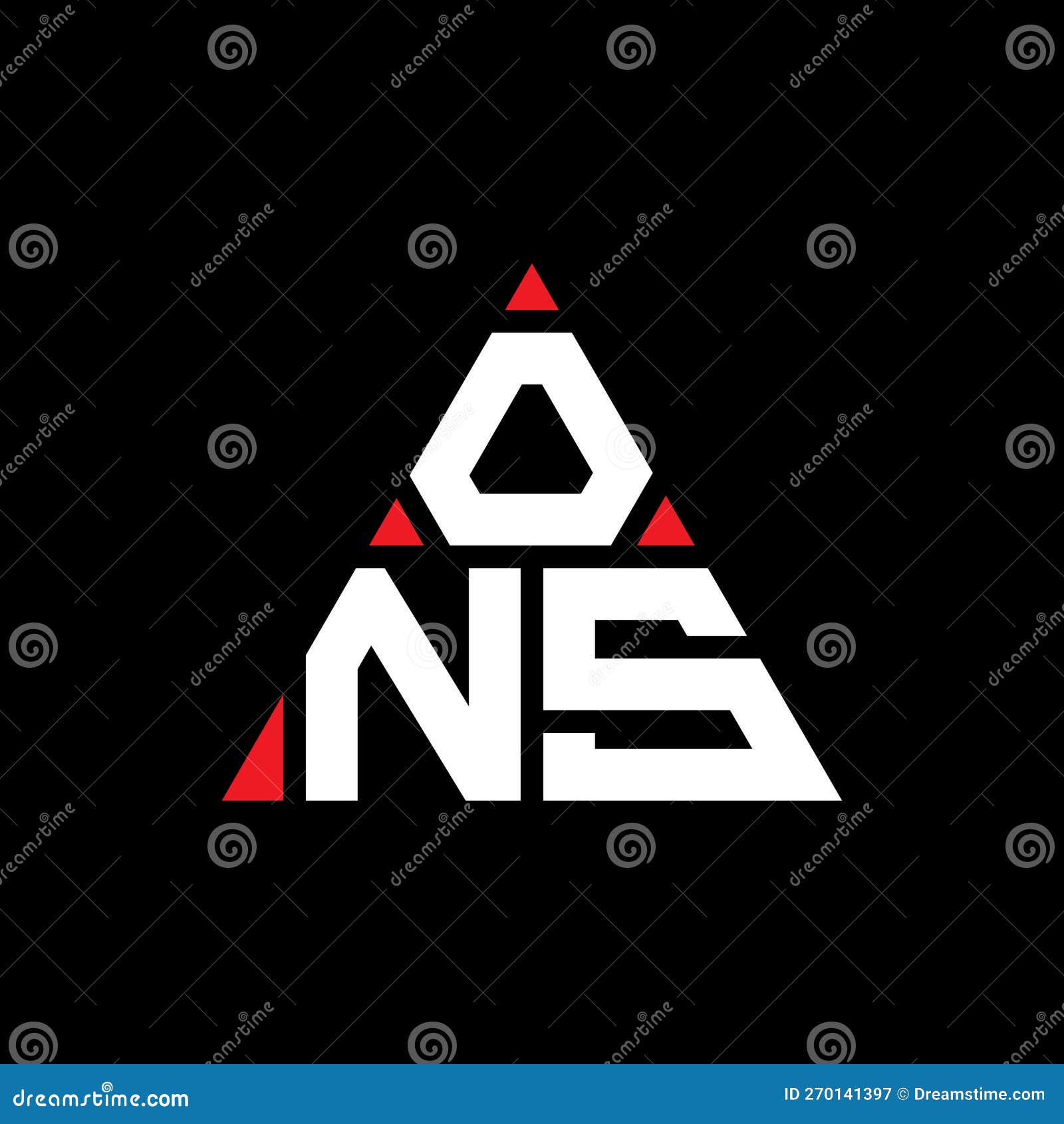 ons triangle letter logo  with triangle . ons triangle logo  monogram. ons triangle  logo template with red