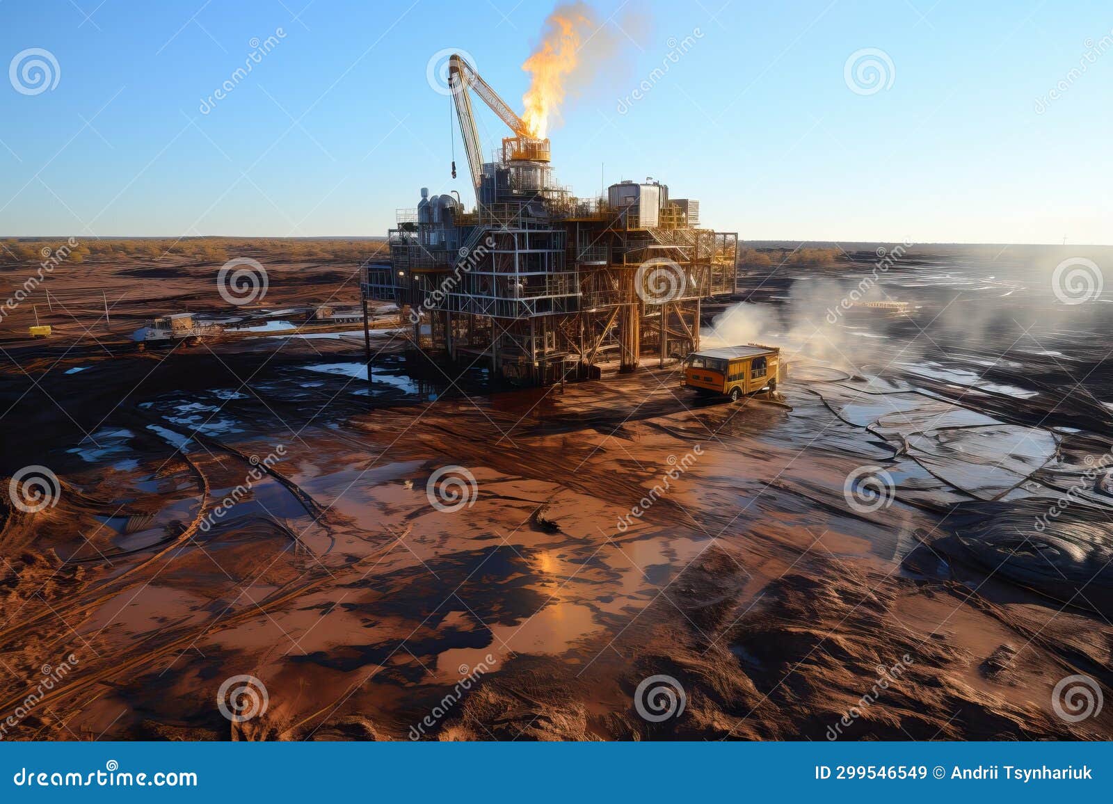 Drilling Rig on Land, Construction Process of a Drilling Rig. Stock