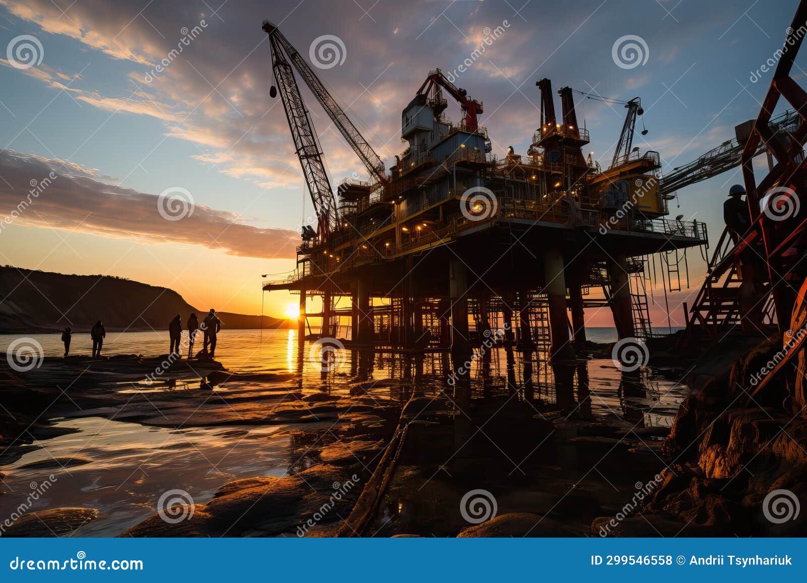 Drilling Rig on Land, Construction Process of a Drilling Rig. Stock