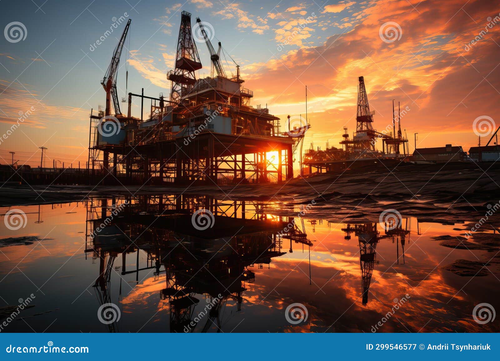 Drilling Rig on Land, Construction Process of a Drilling Rig. Stock