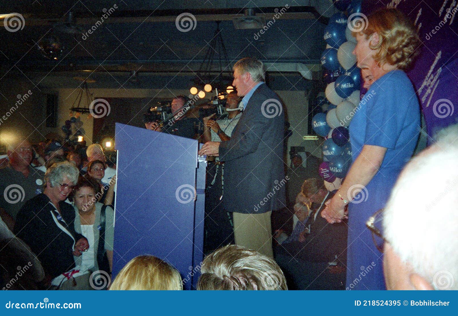 Ontario Premier Mike Harris Celebrates the 2nd Tory Majority Victory in