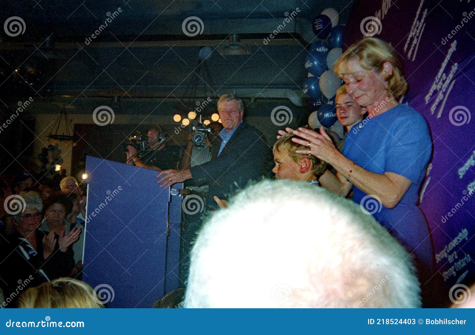 Ontario Premier Mike Harris Celebrates the 2nd Tory Majority Victory in