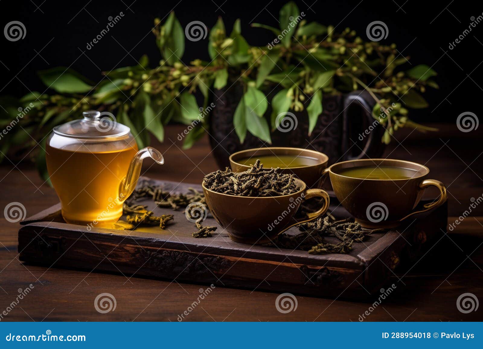 Oolong tea drink and dry stock illustration. Illustration of white