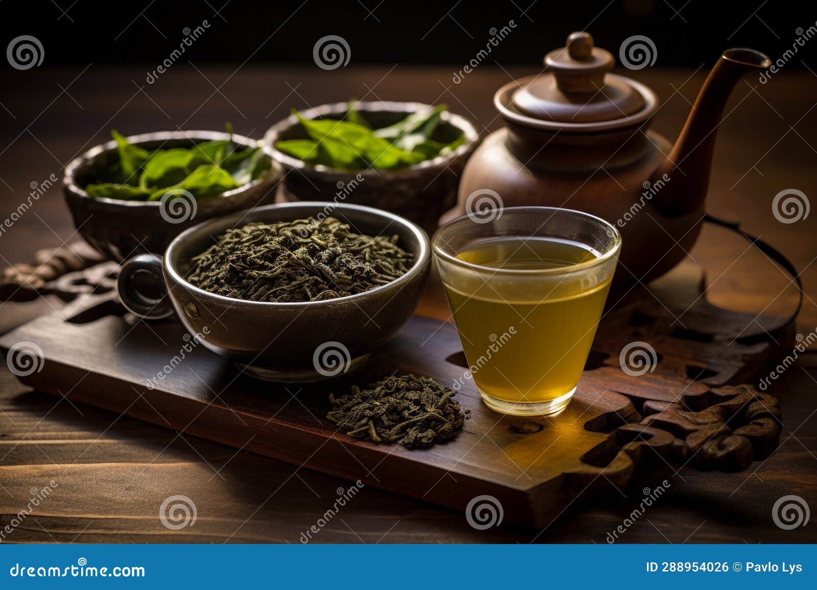 Oolong tea drink and dry stock illustration. Illustration of background