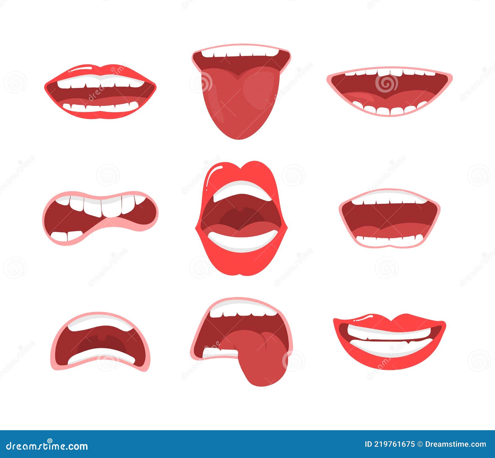 Desenhos Animados Boca Aberta Com Dentes Ilustração Vetorial