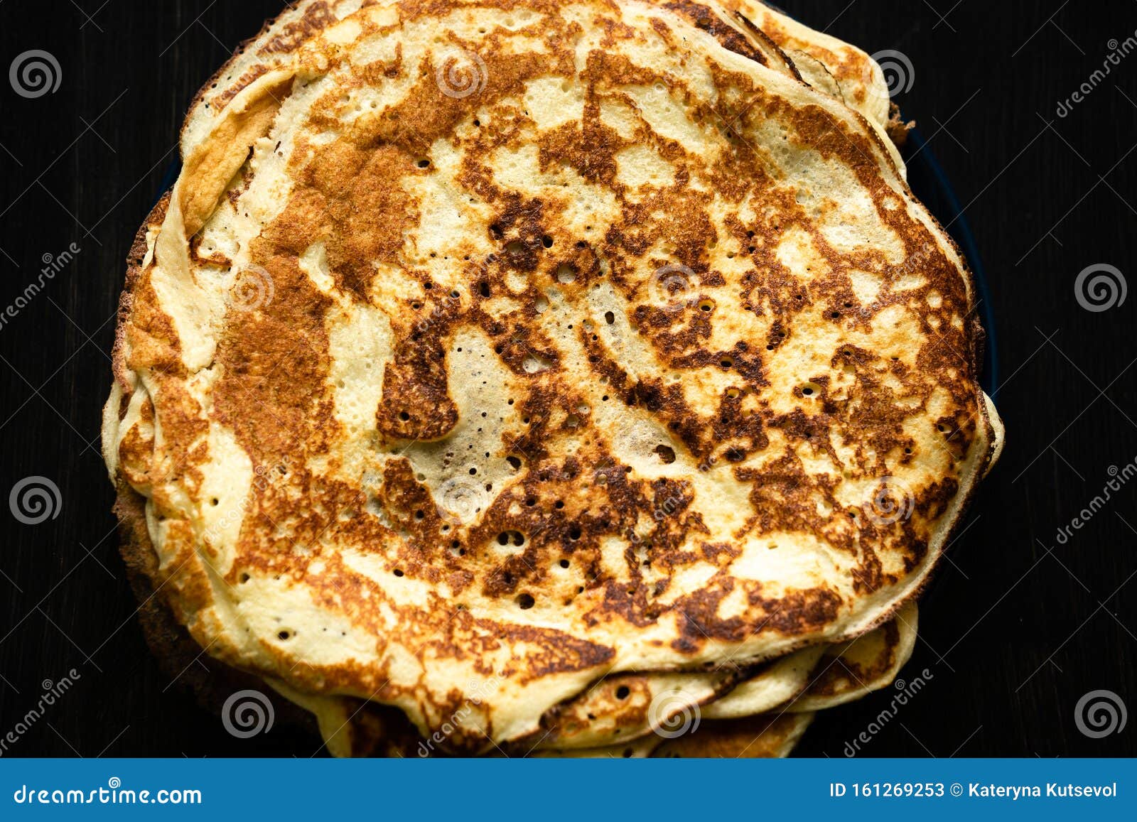 Op View Pancakes Yellow with Yellow Toast. Stock Image Image of
