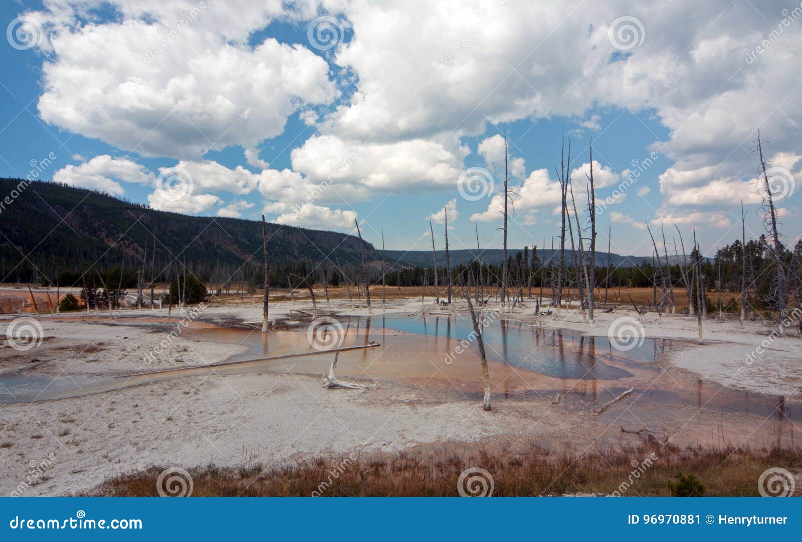 opalescent pool hot spring in the black sand geyser basin in yellowstone national park in wyoming usa