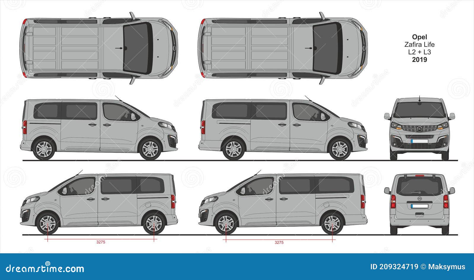 Opel Zafira Life Passenger Van L2 and L3 2019 Editorial Stock