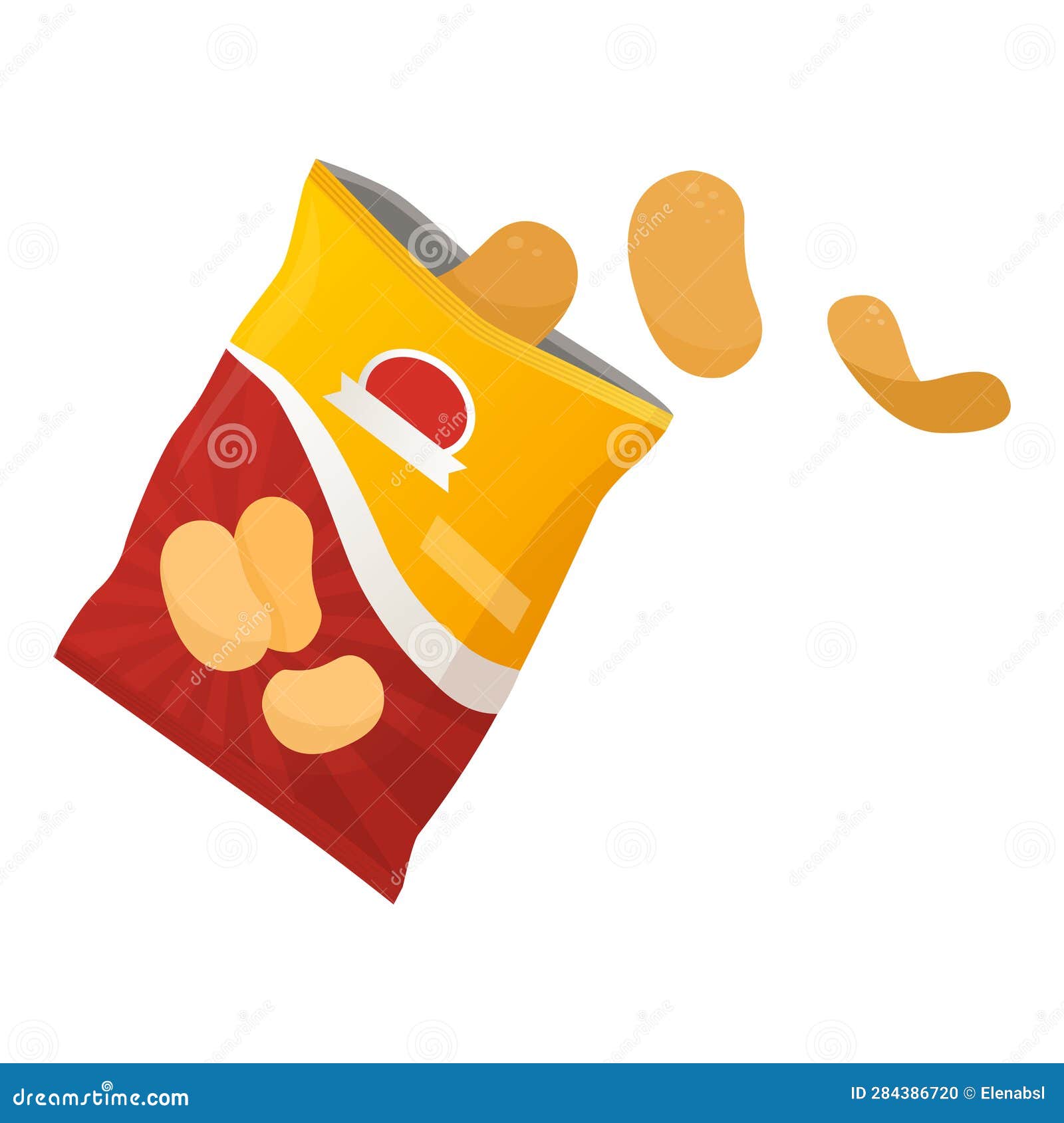 Open bag of chips stock vector. Illustration of unhealthy 284386720