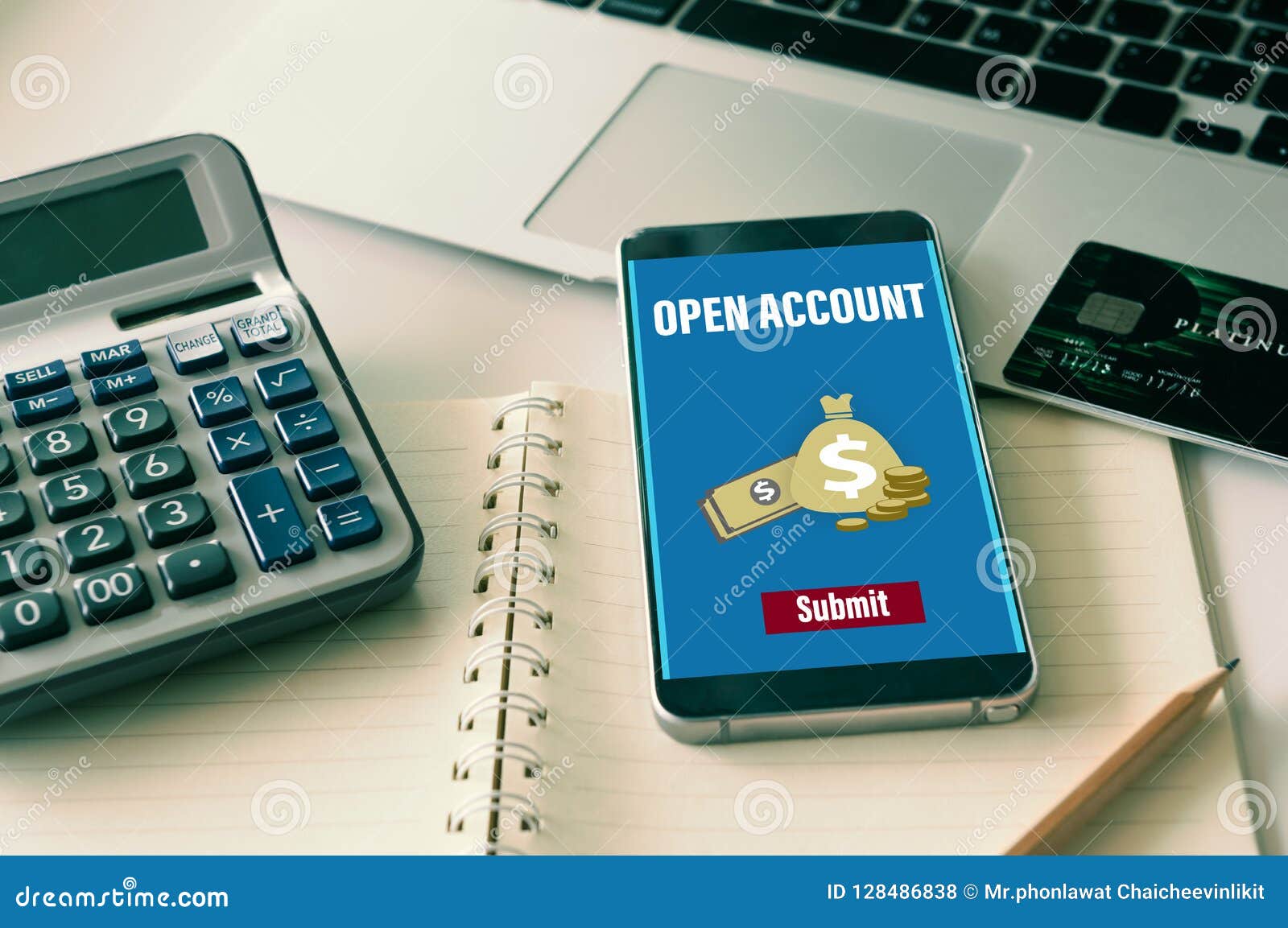 Open A Bank Account Online Stock Photo Image Of Account 128486838