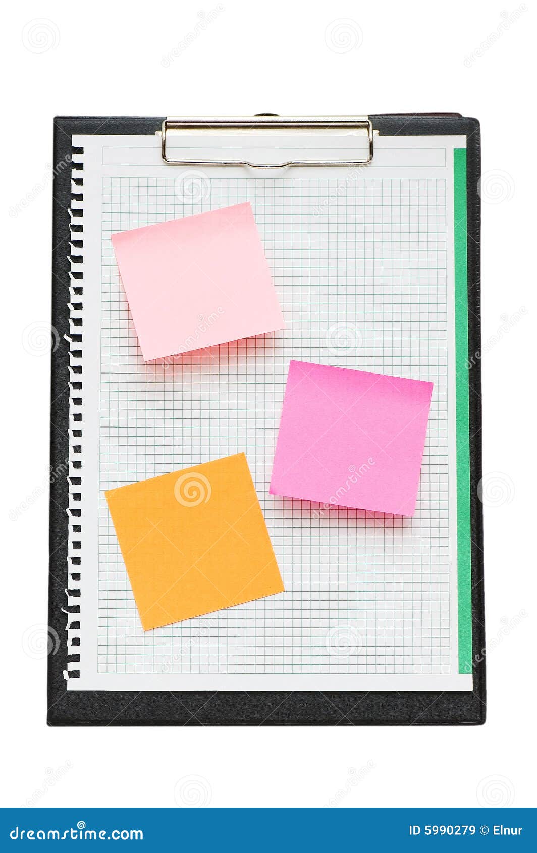 Open Binder with Postit Notes and Blank Page Stock Image Image of