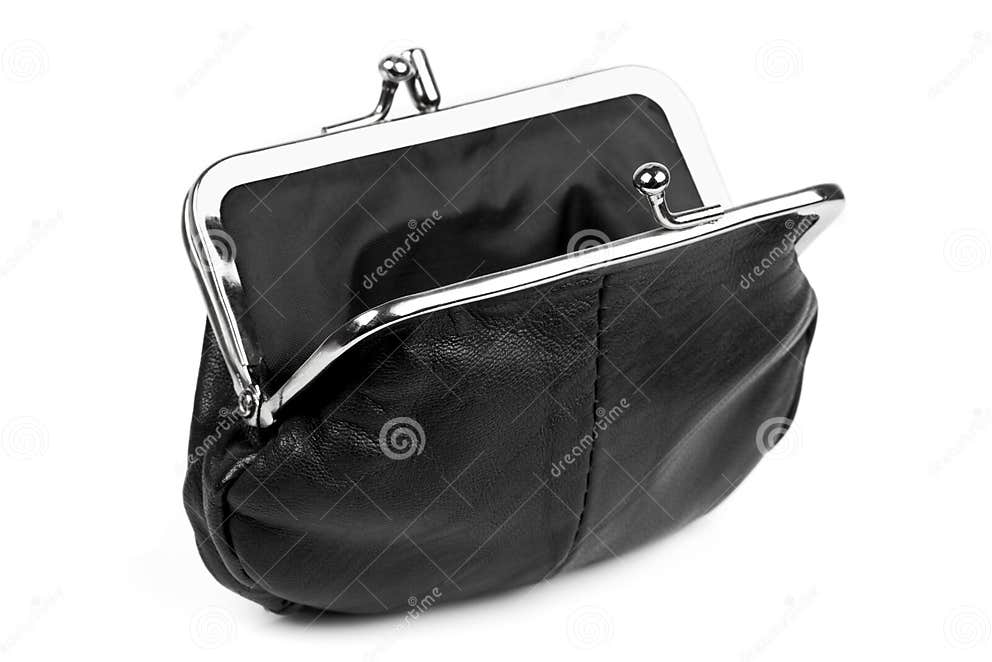 Open Black Change Purse stock photo. Image of leather 26549172