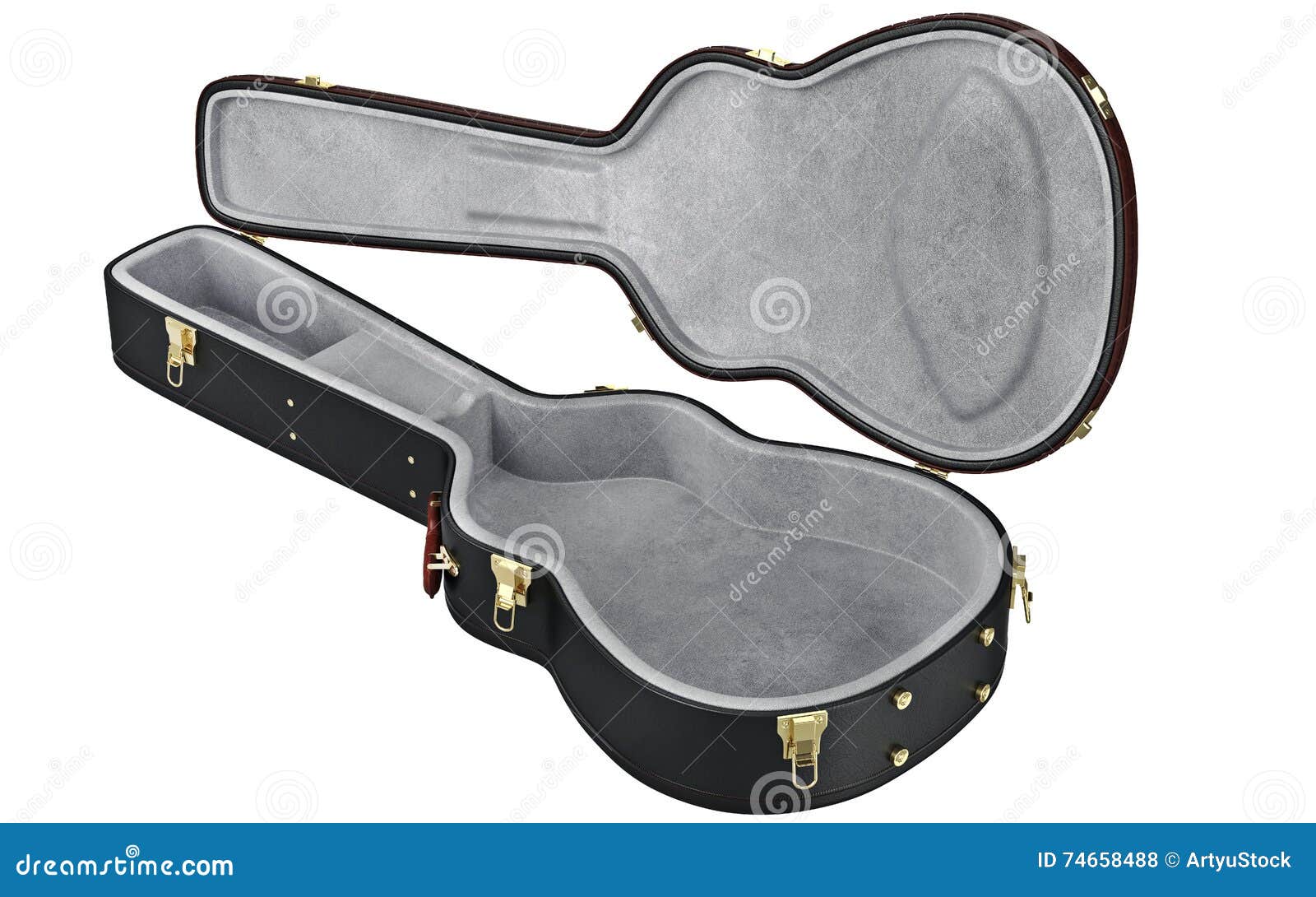 Open Black Guitar Case Container Stock Illustration Illustration of