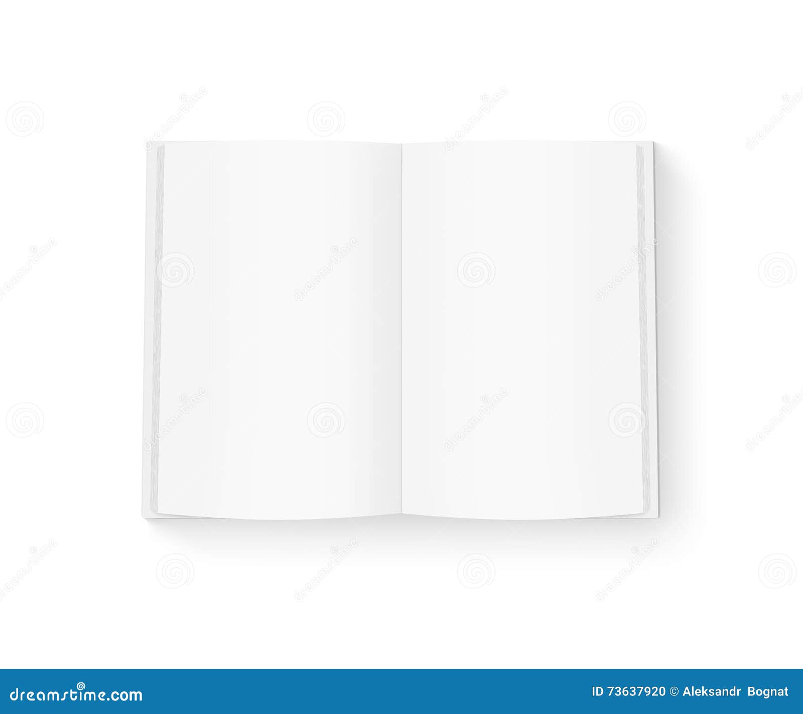 open blank book mock up  on white.