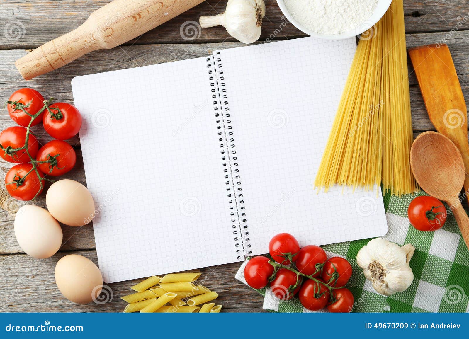 Open Blank Recipe Book on Grey Wooden Background Stock Image - Image of  board, cookery: 49670209