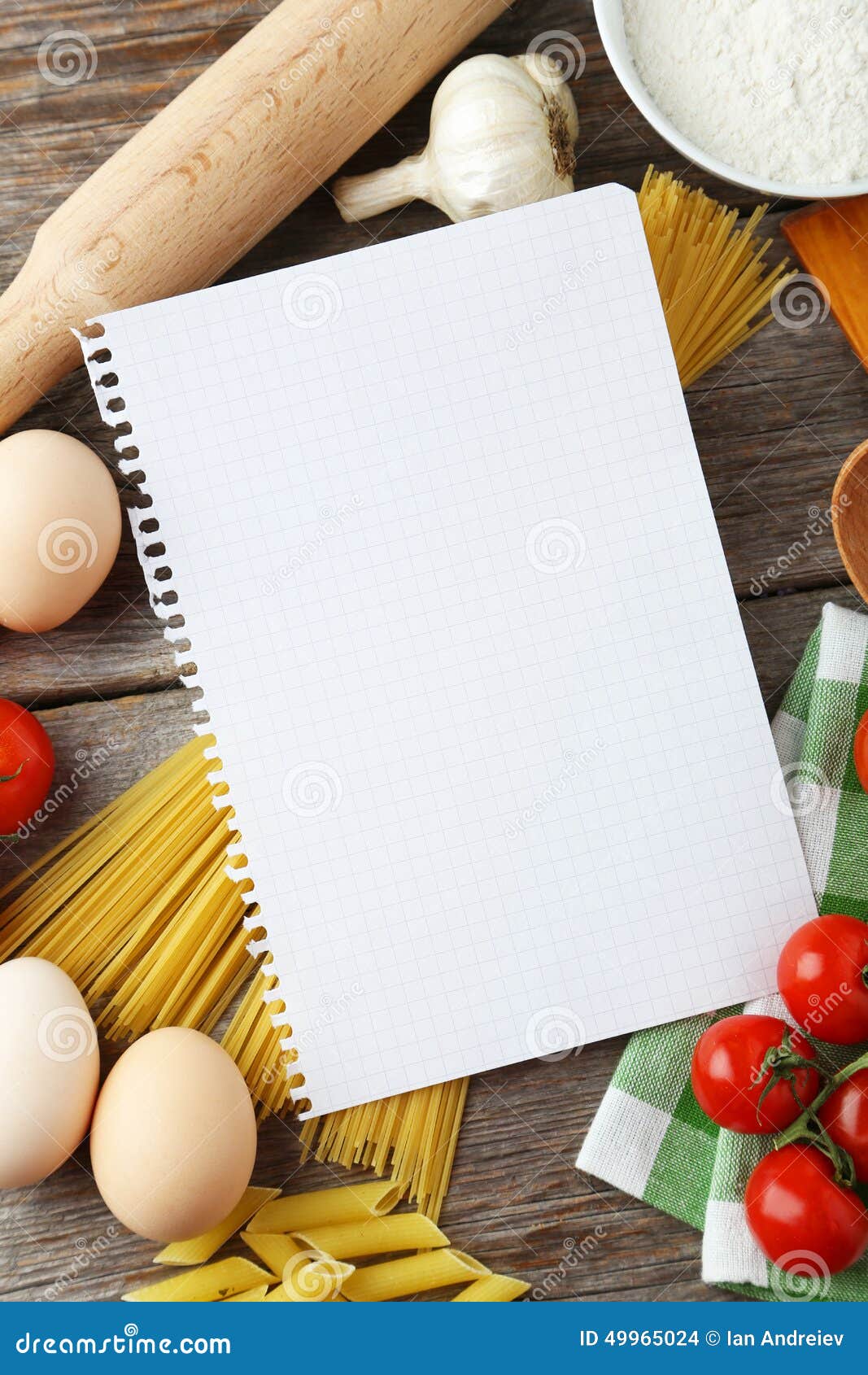 Open Blank Recipe Book on Grey Wooden Background Stock Photo Image of