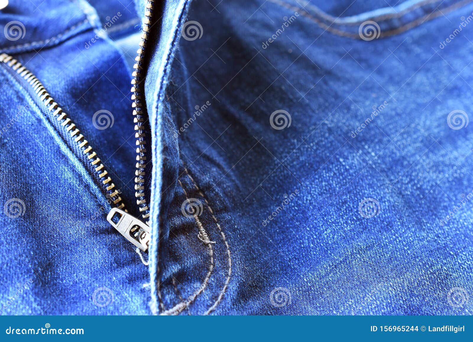 Open Blue Jean Zipper stock photo. Image of jeans, close - 156965244