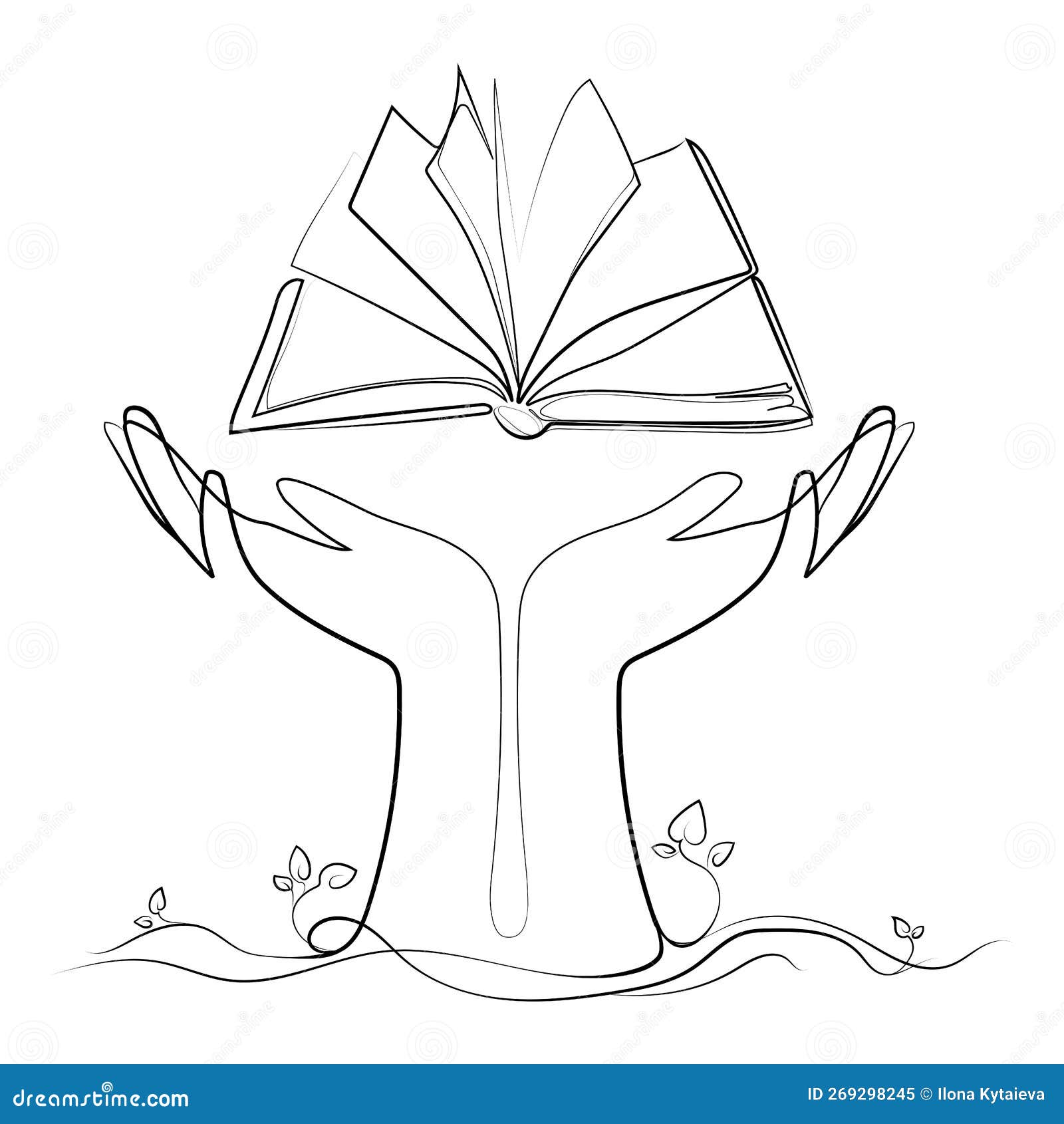 Icon of an open book. Hands holding an open book - vector image