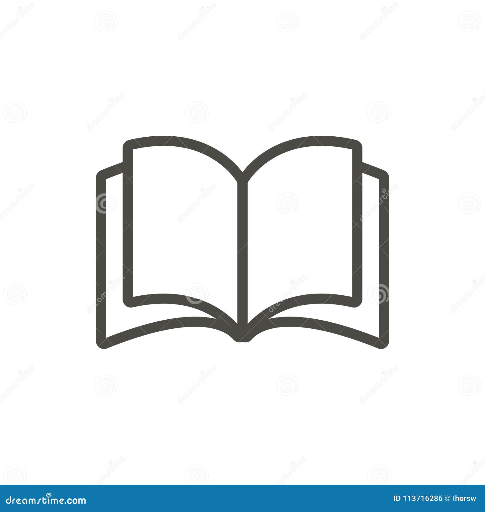 Outline doodle open book. A symbol of learning, education