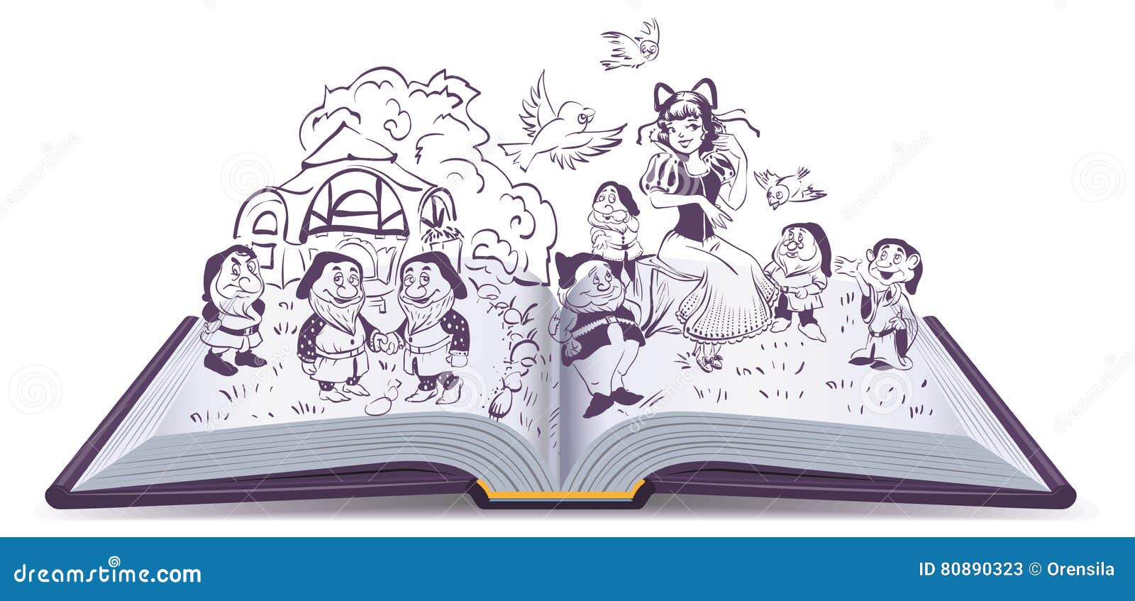 Open Book Illustration Fairy Tale Snow White And 7 Dwarfs Stock Vector Illustration Of Mystery Story Open Book Illustration Fairy Tale Snow White And 7 Dwarfs Stock Vector Illustration Of Mystery Story