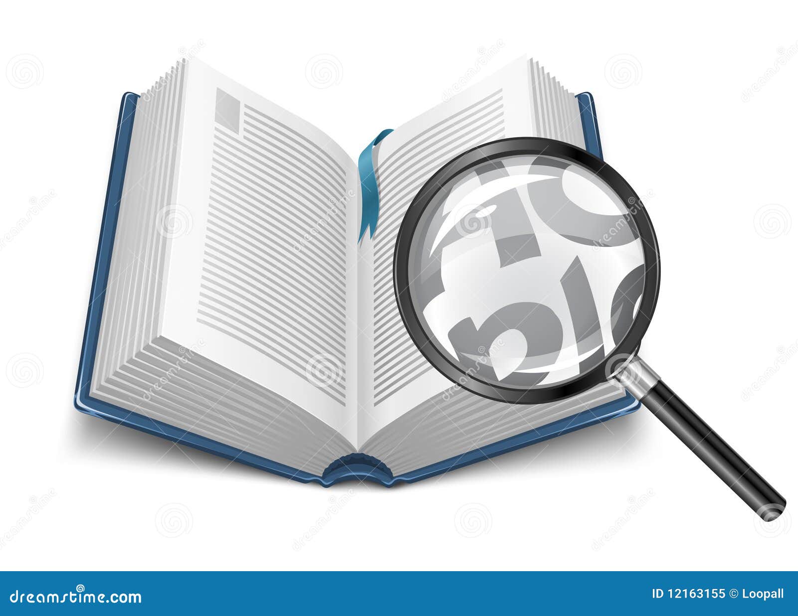 Open Book With Magnifying Glass Royalty Free Stock Photo Image 12163155