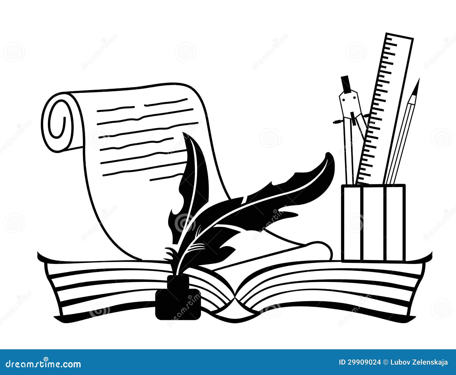 Book and pen stock vector. Image of illustration, paper - 29909024