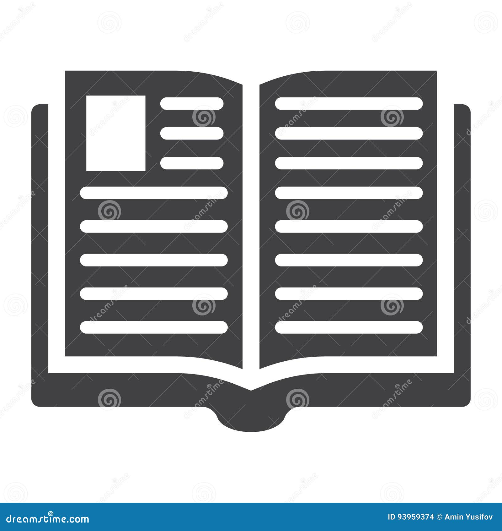 Open Book Solid Icon, Education and School Stock Vector - Illustration of  diary, outline: 93959374, image size:1600x1690
