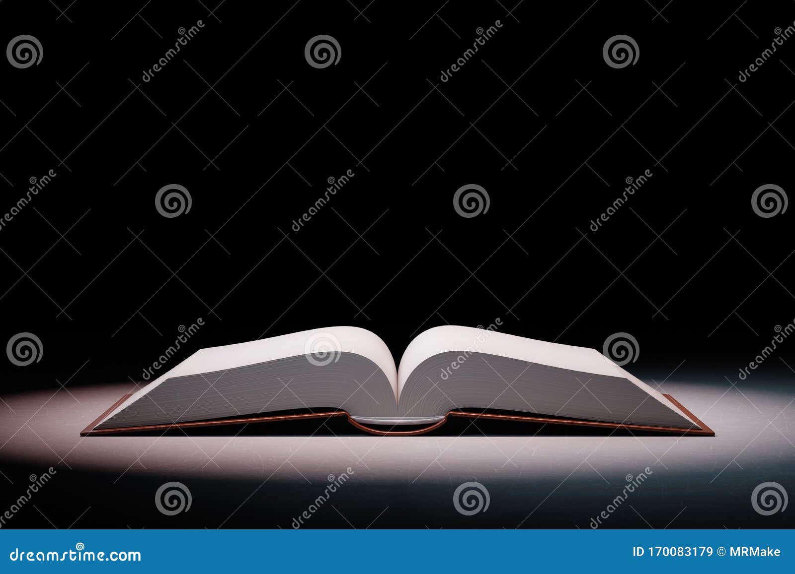 open book spotlighted on black background 3d 