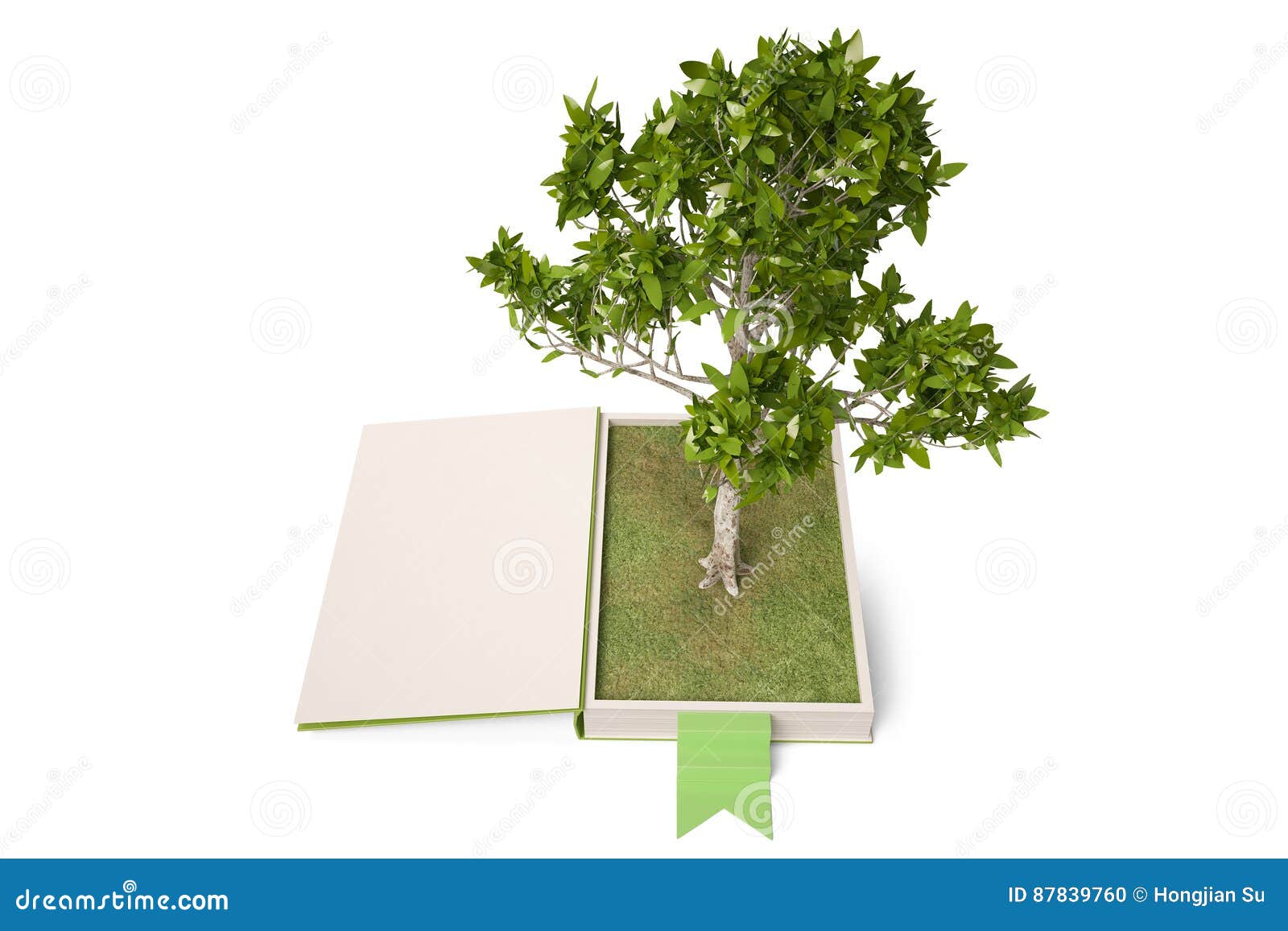 An Open Book and the Tree.3D Illustration. Stock Illustration
