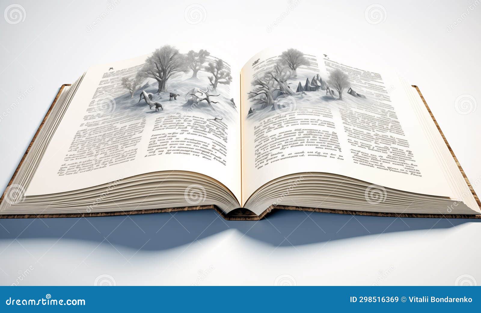 open book with trees on white background. 3d render .