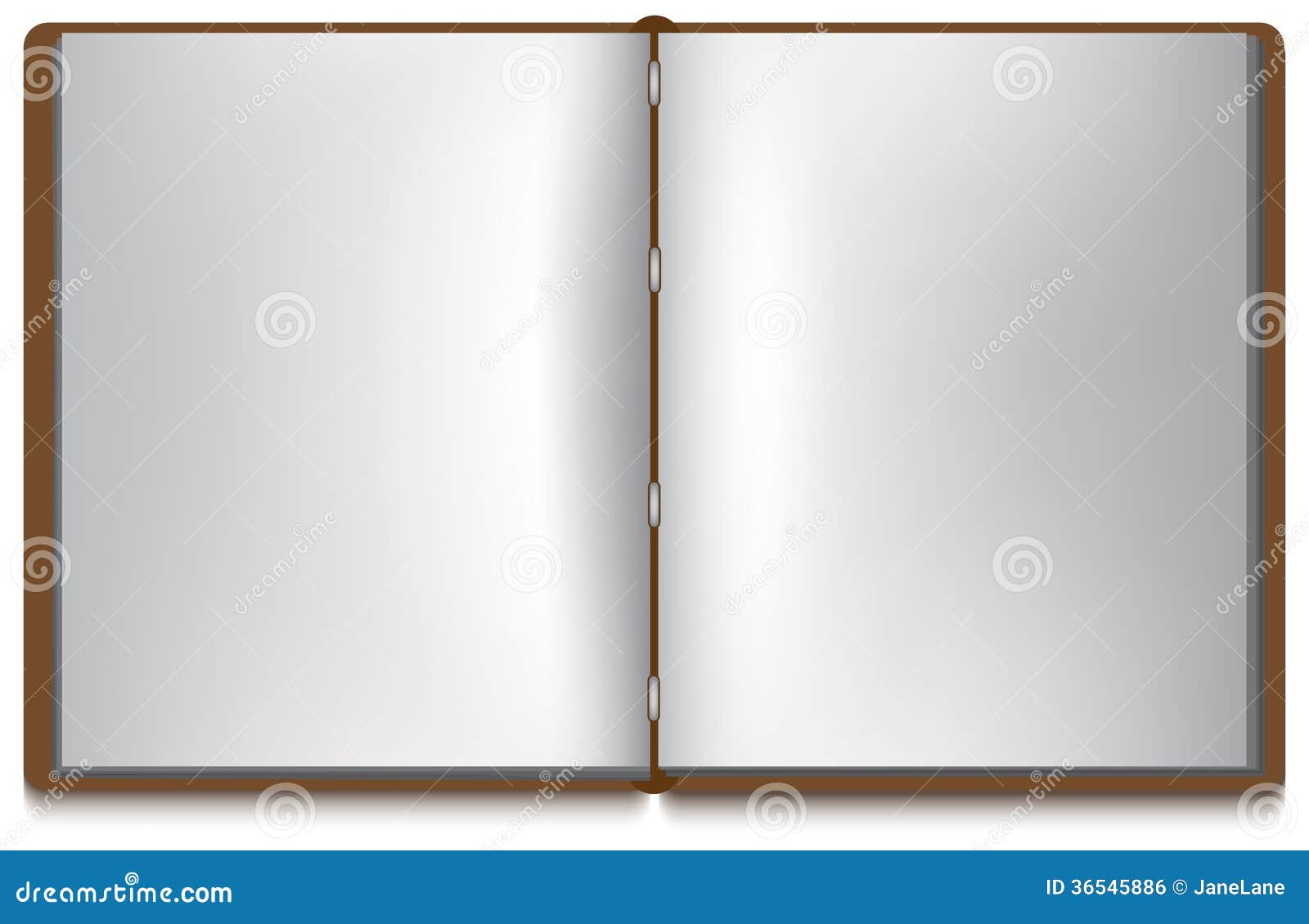 Open Book with White Pages and Brown Cover Stock Illustration