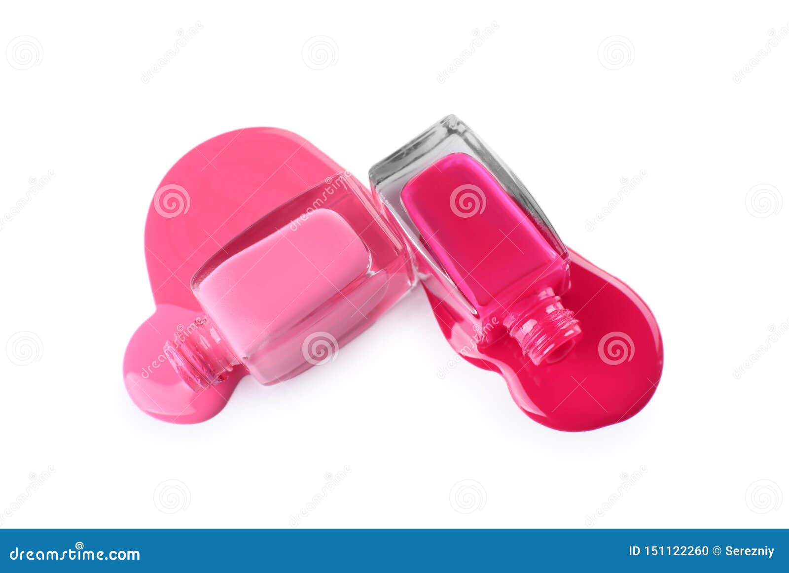 Open Bottles of Nail Polish on White Background Stock Photo Image of