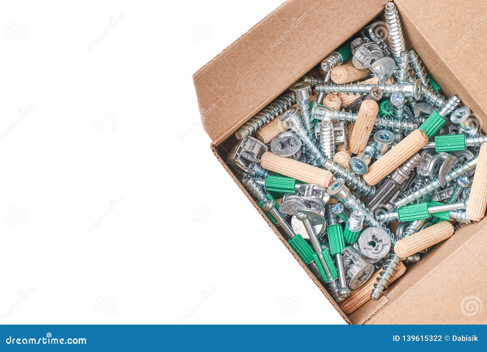Open Box with Furniture Assembly on a White Background Isolate Stock Photo Image of floor