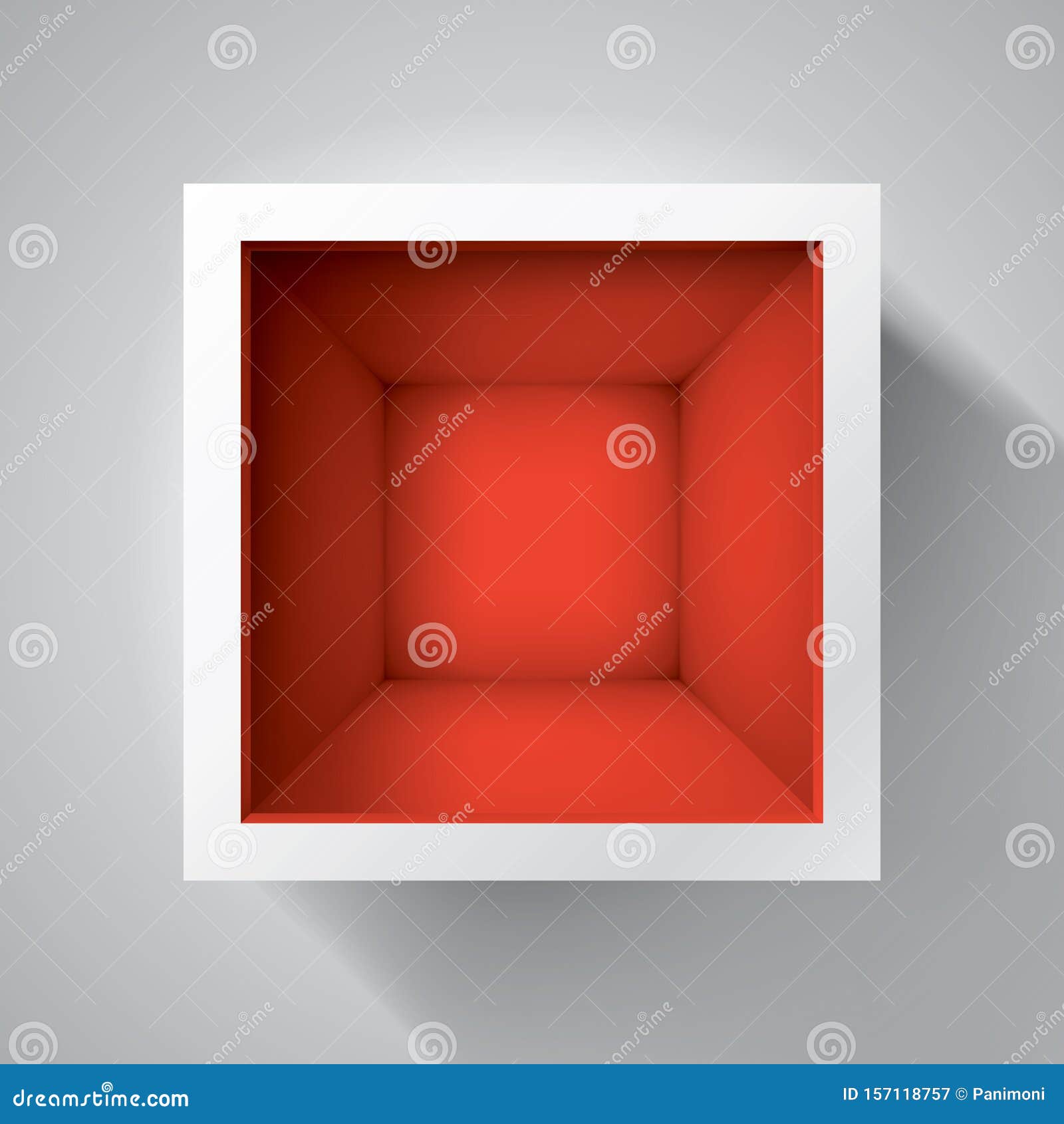 Download Open Box Top View On Empty Cube Mockup Design For Your Project Red Inside Vector Volume Realistic Shape Stock Vector Illustration Of Design Backdrop 157118757