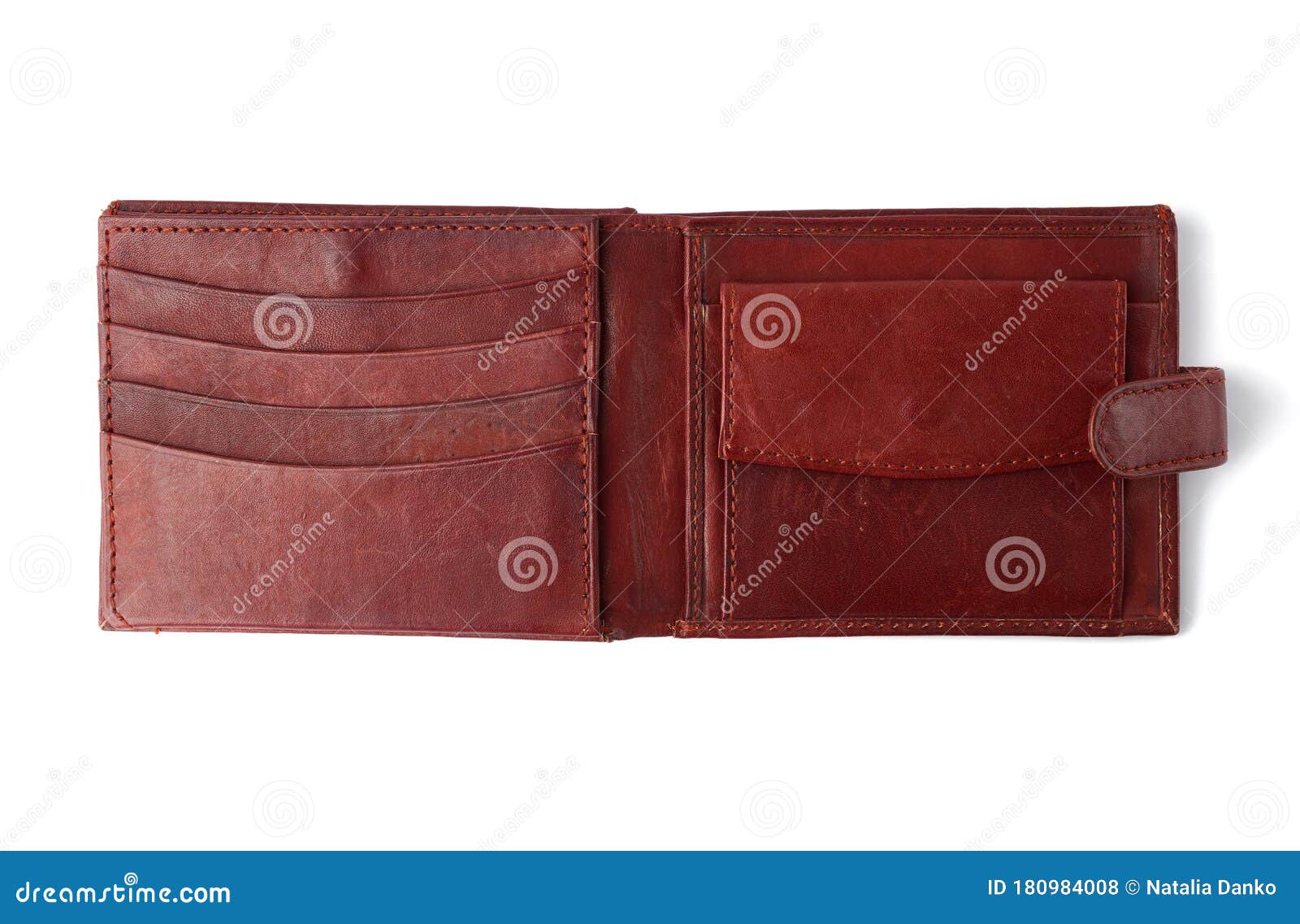 Brown Leather Wallet Isolated on a White Background, Stylish Men`s ...