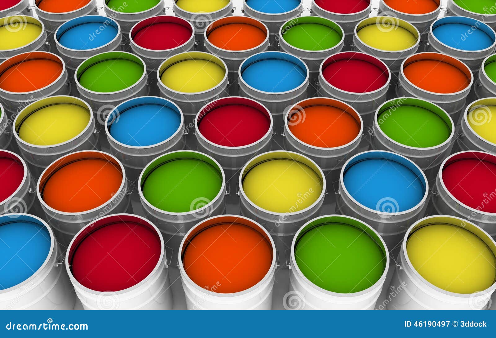 Download Open buckets with a paint stock illustration. Illustration ...