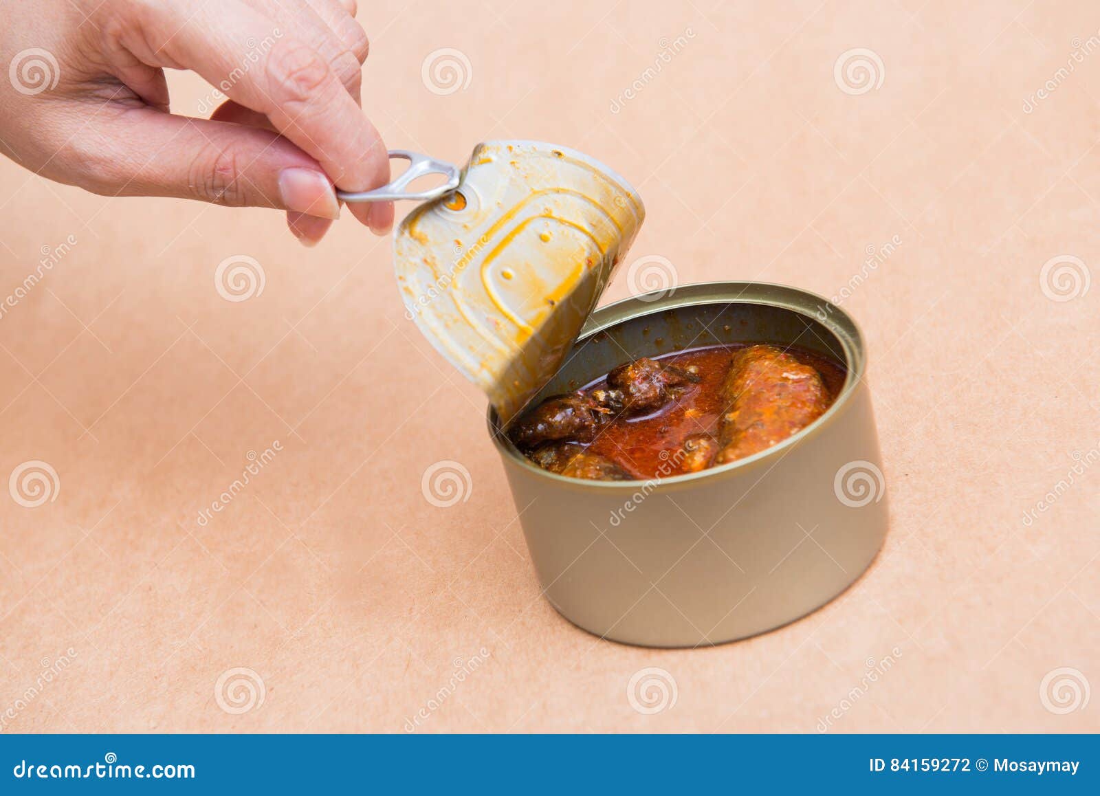Open Canned Fish by Ring Pull Stock Photo Image of tomato, opening