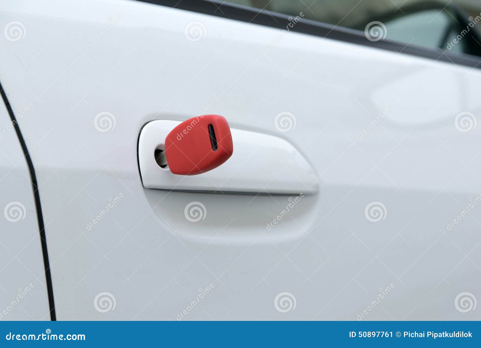 Open car door with red key stock image. Image of automotive 50897761