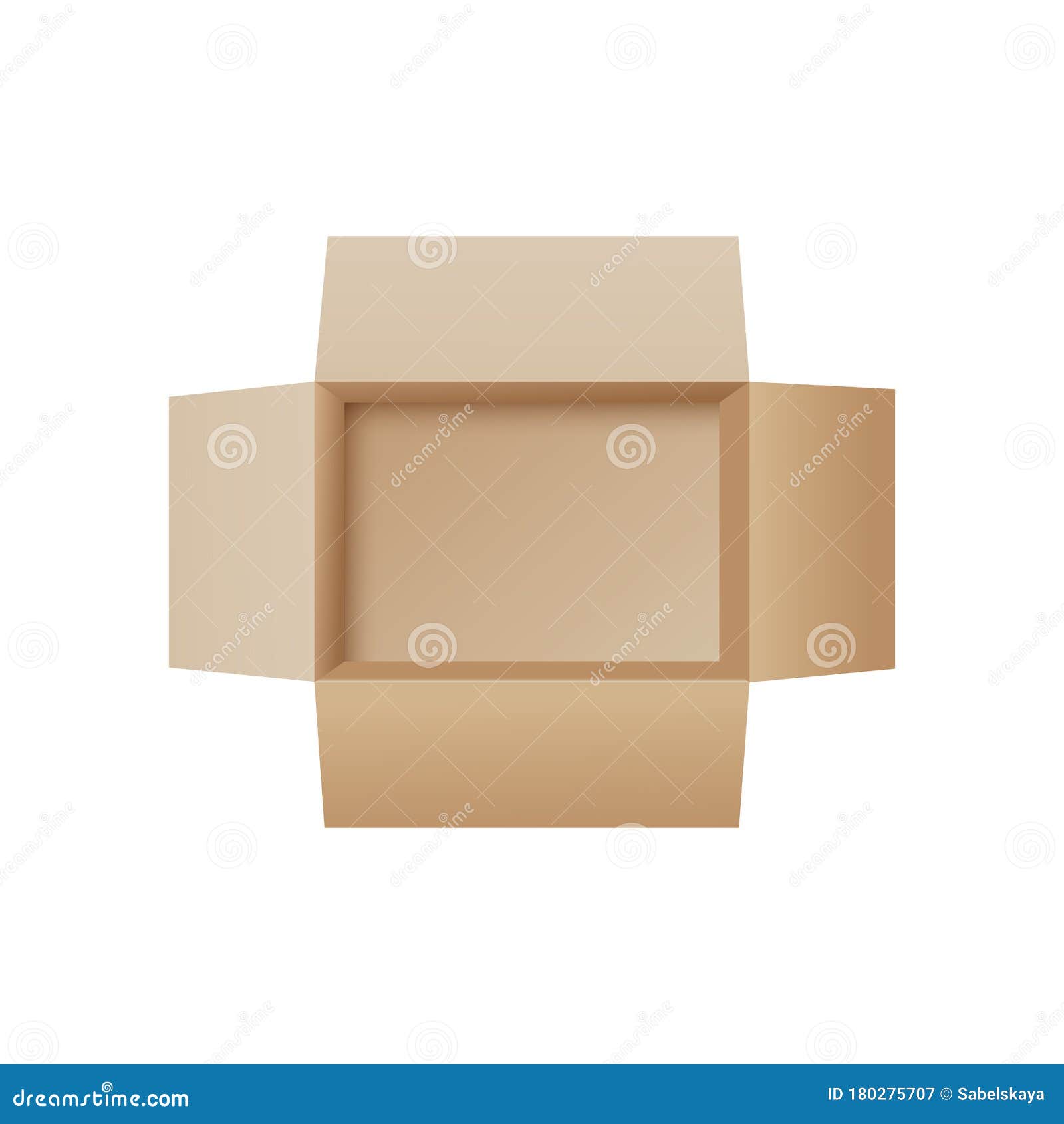Download Open Cardboard Box From Top View - Empty Package Container Mockup Stock Vector - Illustration of ...
