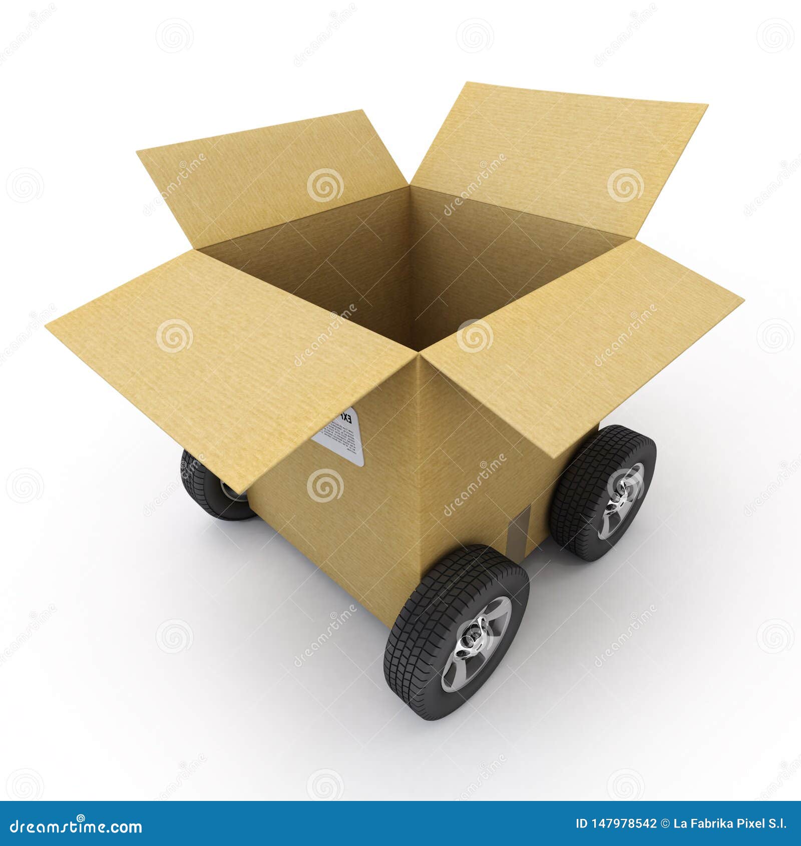Open Cardboard Box on Wheels Stock Illustration Illustration of