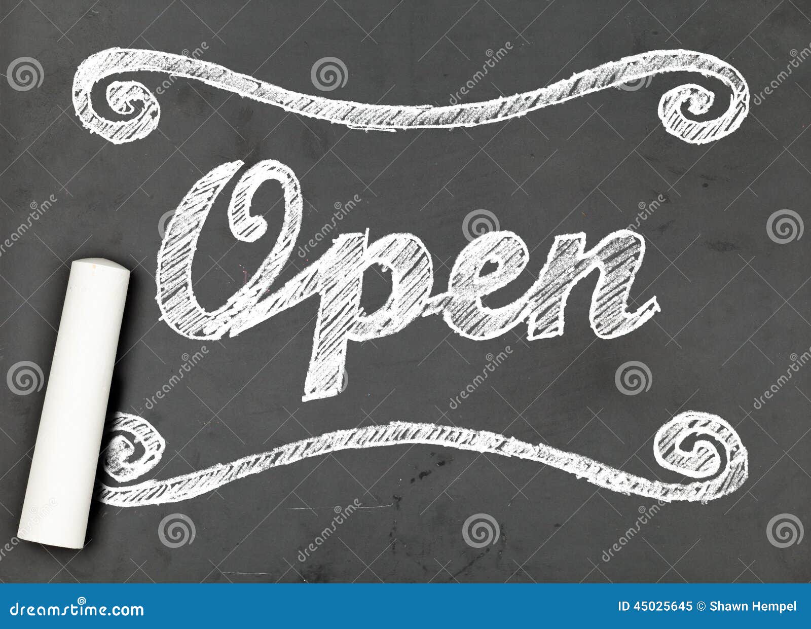 Open Chalk Writing on Chalkboard Stock Image Image of store, writing