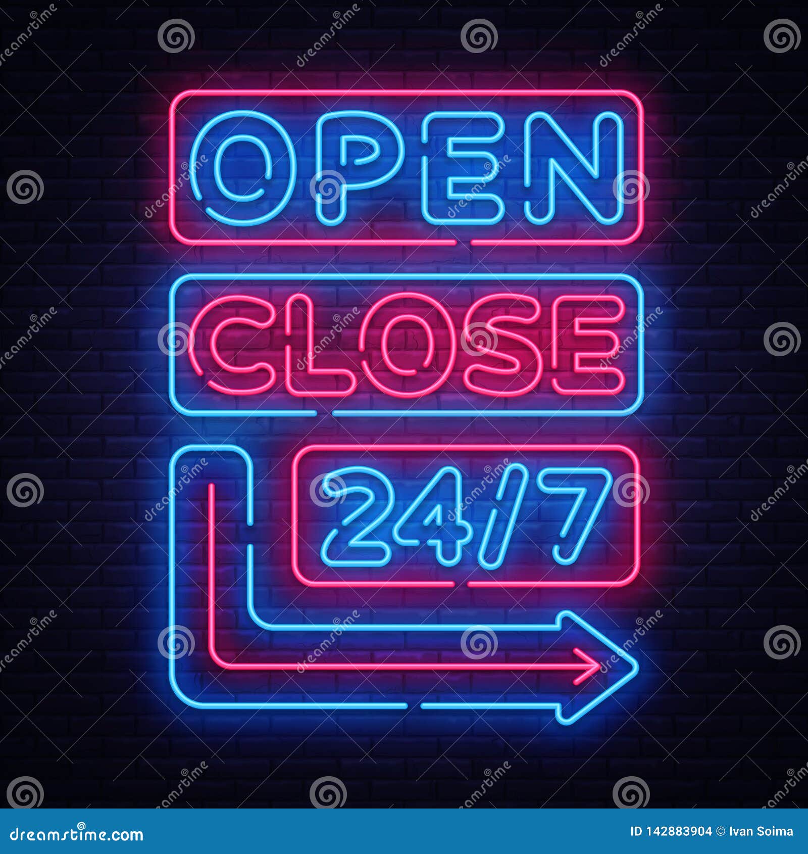 Download Open Close Neon Signs Vector Neon Signboards Design Template Light Banner Night Signboard Nightly Bright Advertising Stock Vector Illustration Of Banner Billboard 142883904
