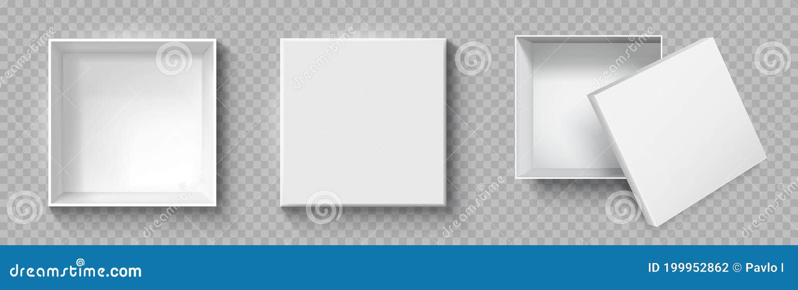 Open and Close White Gift Boxes, White Square Box Top View, Container