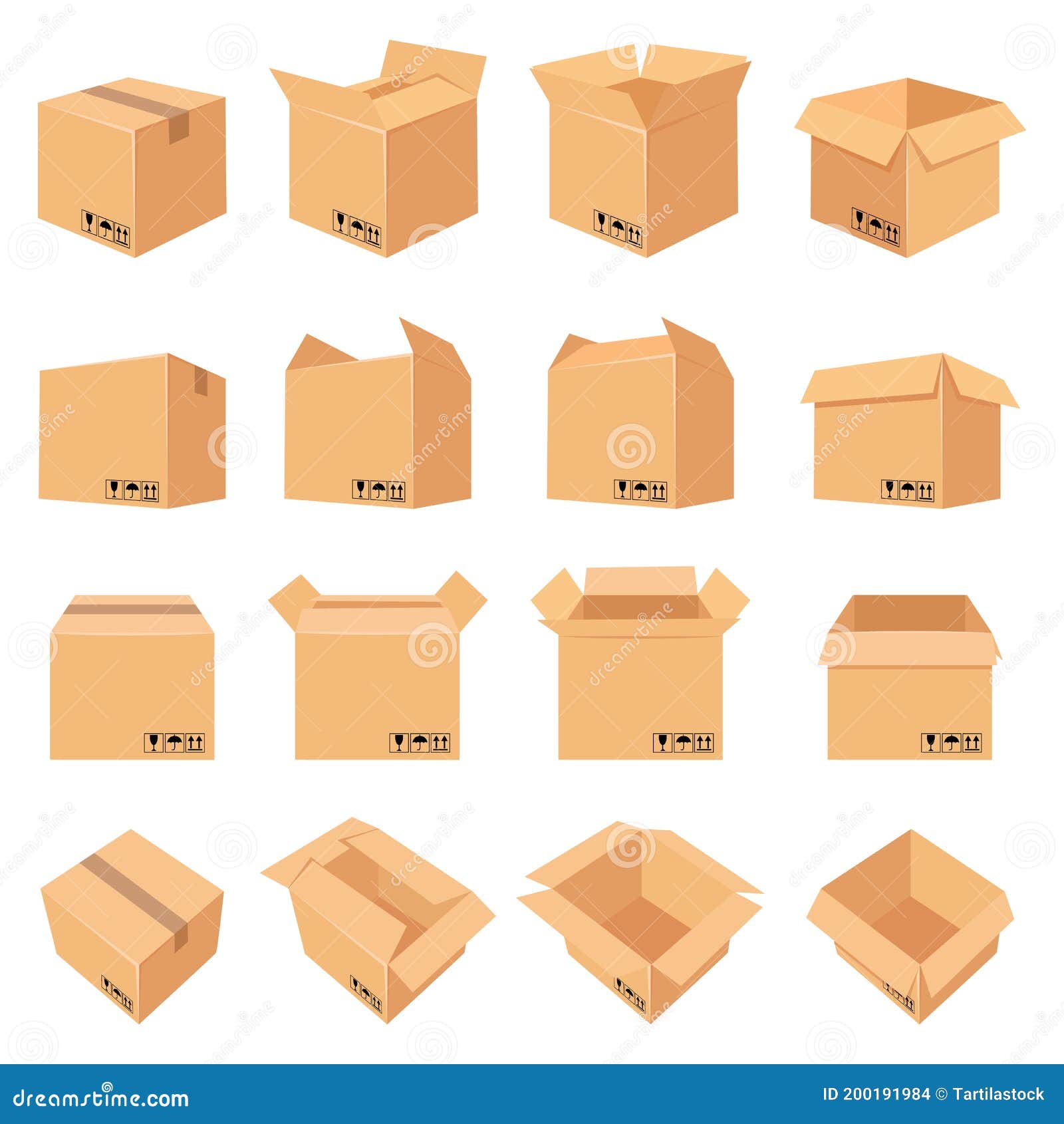 Download Open And Closed Cardboard Box. Delivery Package In Side ...
