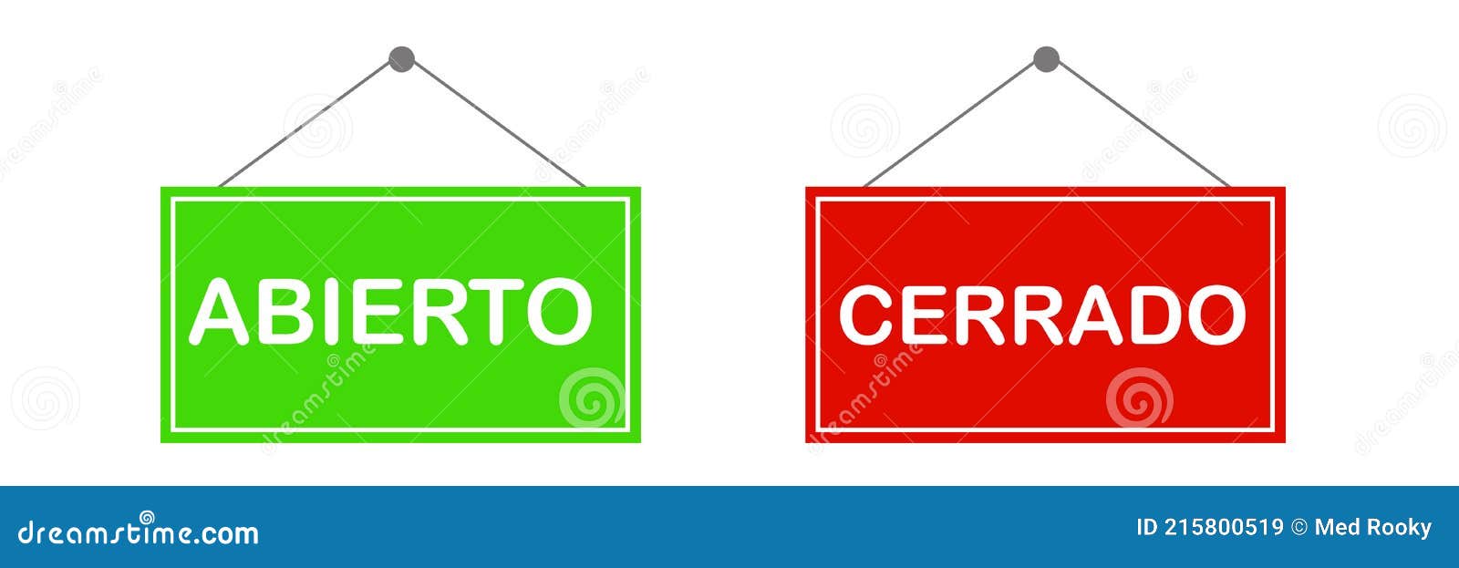 open and closed signs set,  spanish text