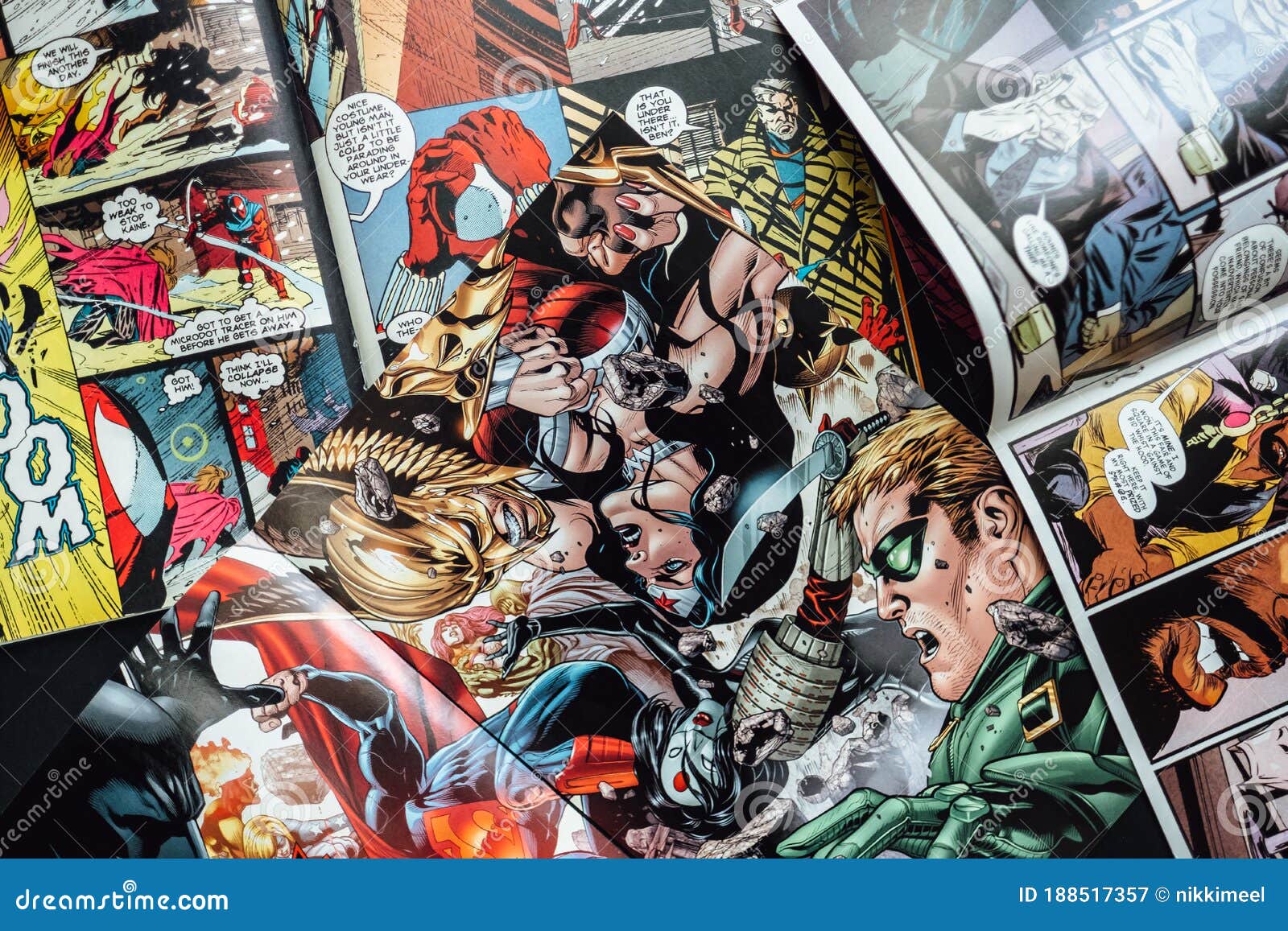 Open Comic Book, Pages with Heroes Close Up. Background Editorial  Photography - Image of heroes, editorial: 188517357
