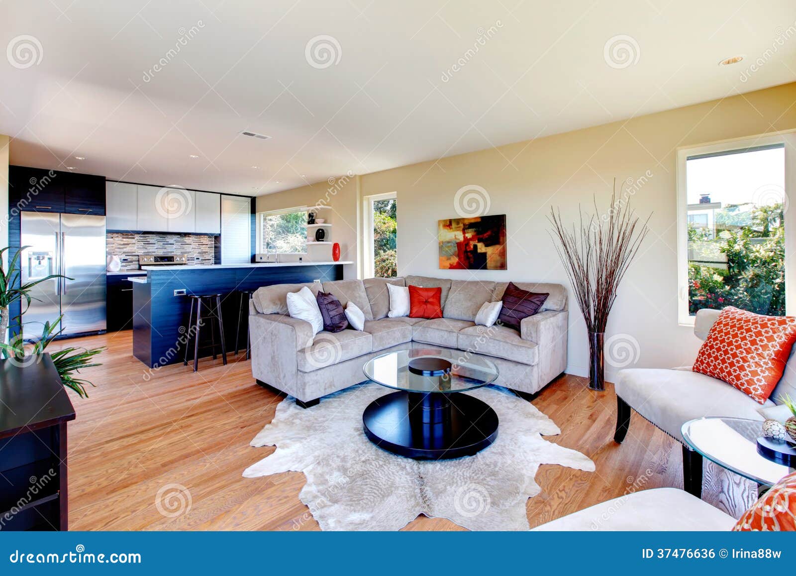 Open Concept Kitchen Living Room Stock Photo - Image Of House, Interior:  37476636