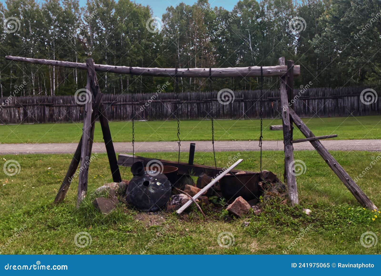 Open Cooking Operations at the Trading Post, Fort William, Thunder Bay, Ontario, Canada Stock