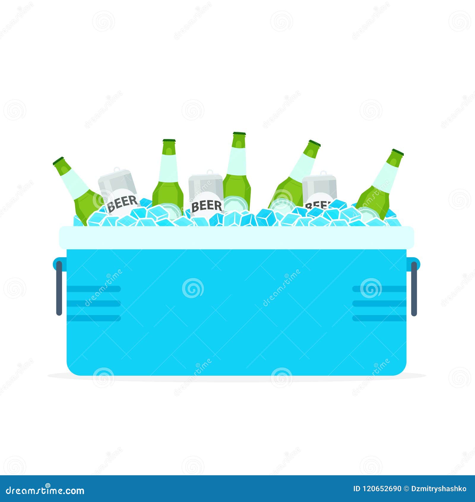 open cooler box with beer bottles